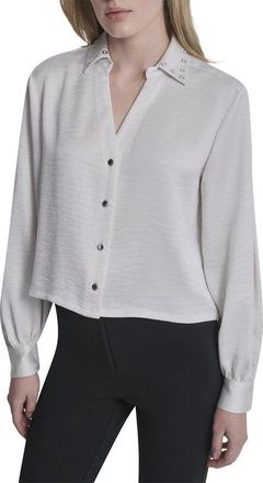 DKNY Stud Collar Y-Neck Shirt