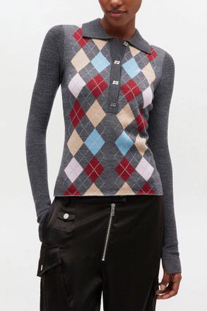 Ganni Grey Dark Knitted Polo Shirt - Size XS Merino Wool