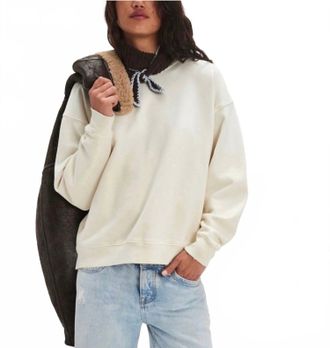 Free People Butterfly Patchwork Crewneck Sweatshirt In Indigo/ivovry