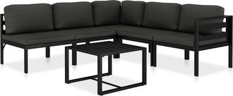 vidaXL Set Muebles De Jard&iacute;n 6 Pzas Y Cojines Aluminio Gris Antracita Vidaxl