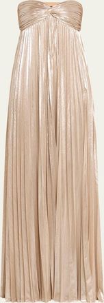 Retrofête Zoa Strapless Lamé Twisted-Bodice Gown