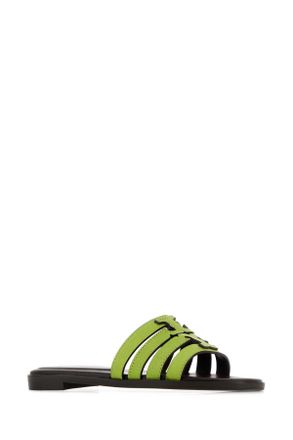 Tory Burch Womens Green Leather Ines Slippers Lightchartreusedarkcocoa Flat Shoes
