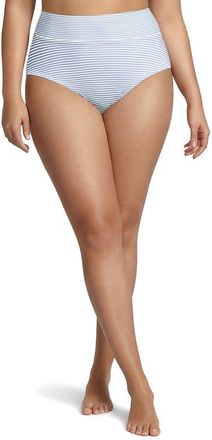 Lands End Chlorine Resistant Pinchless High Waisted Bikini Bottoms in Soft Cloud Blue Mini Stripe at Nordstrom, Size 22W