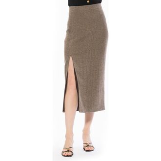 Alexia Admor Onyx Skirt in Herringbone at Nordstrom, Size 14