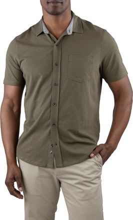 Tailor Vintage Slub Jersey Button-Up Shirt in Army at Nordstrom Rack, Size Medium