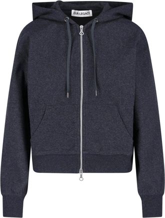 Our Legacy Dark Heathered Zip-Up Cropped Hoodie