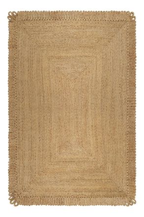Green Looop Alfombra de yute natural hecha a mano borde original 160x230