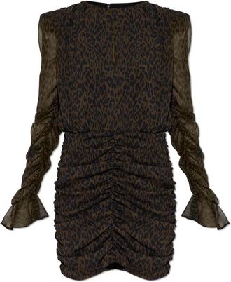 Rotate Mini Ruched Ls Jurk - Dames - Feestkleedjes - Bruin - M - Kleedjes