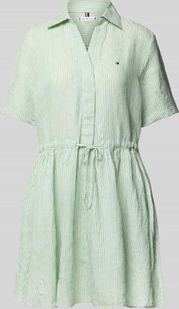 Tommy Hilfiger Ausgestelltes Hemdblusenkleid aus reinem Leinen in Hellgruen, Gr&ouml;&szlig;e 36