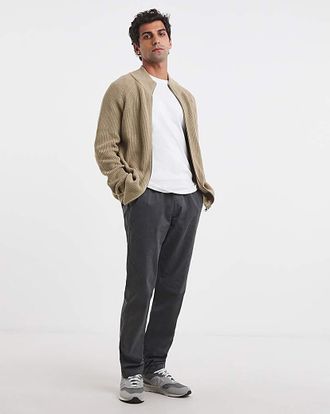 Jacamo Fisherman Knitted Zip Through Cardigan