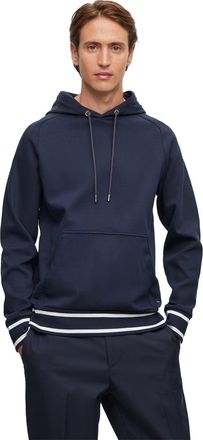 HUGO BOSS Mens Hooded Neck Raglan Sleeve Sweatshirt in Dark Blue - Size Small