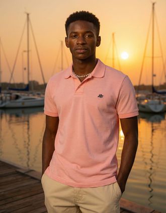 A&eacute;ropostale Mens Polo, Pink Dream, Medium
