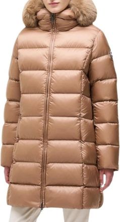 Colmar Gewatteerd met capuchon en imitatiebont - Dames - Ski Jassen - Beige - L - Polyester - Fitness
