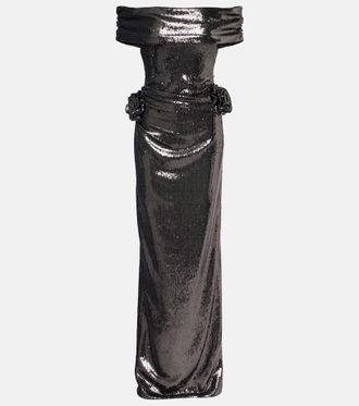 Roland Mouret Embellished floral-appliqu&eacute; gown