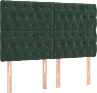 vidaXL Cabecero Con Luces Led Terciopelo Verde Oscuro 160x7x118/128 Cm Vidaxl