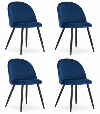 OEM Silla Bello - Terciopelo Azul Marino / Patas Negras X 4