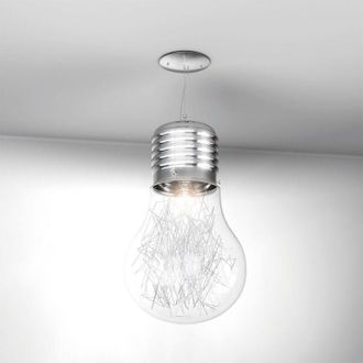 Top-Light Top-light - Sospensione Contemporanea Big Lamp Metallo Cromo Vetro Trasp 1 Luce E27