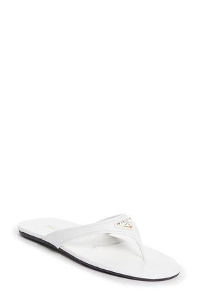 Prada Logo Flip Flop in White at Nordstrom, Size 11.5Us