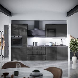 Vicco Mueble De Cocina Fame-line, Antracita Alto Brillo/antracita, 310 Cm, Et Antracita, Vicco
