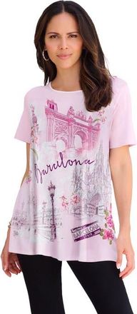 Roaman's Plus Size Travel Graphic Tee in Primrose Barcelona at Nordstrom, Size 24