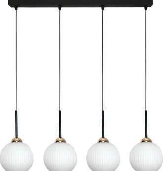 OEM L&aacute;mpara De Techo Colgante, Tira Led, Para Cocina, Pantallas Blancas, Negro, 4xe27, Fiona 14-991
