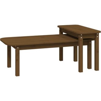 vidaXL Vidaxl - Juego De Mesas De Centro 2 Pzas Madera Maciza Pino Marr&oacute;n Miel