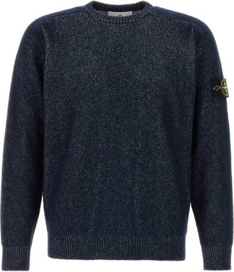Stone Island Blue Crew Neck Sweaters