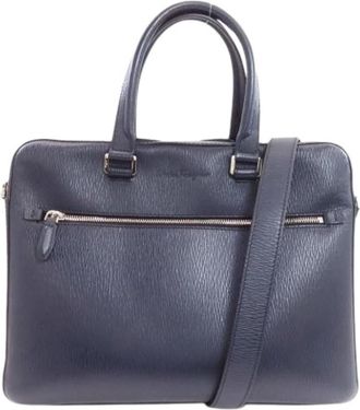 Ferragamo Pre-owned Briefcase - Heren - Vintage Handtas - Blauw - ONE Size - Leer - Vintage