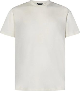 Tom Ford Tops, Heren, Wit, L, Katoen, Luxe Ivoor T-shirt voor Mannen