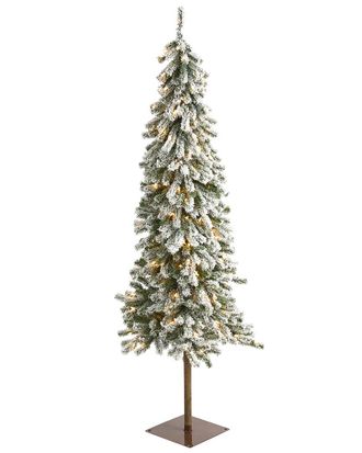Nearly Natural 6ft Flocked Alpine Christmas Artificial Tree