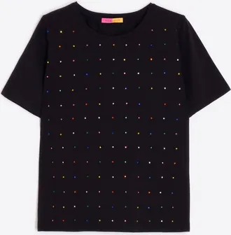 Vilagallo Womens Tora Strass Tee In Black Sequin