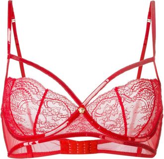 Versace Peek-a-Boo scalloped lace bra - Rosso