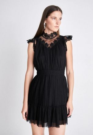 AllSaints AllSaints Azura Dress Womens 4 Black Tulle Lace Cap Sleeve Party Cocktail ERK148