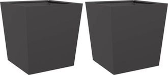 vidaXL Jardineras 2 Uds De Acero Negro 50x50x50 Cm Vidaxl
