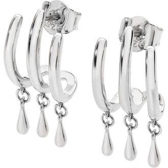 Lucy Quartermaine Waterfall Three Hoop Studs With Drips in Sterling Silver at Nordstrom