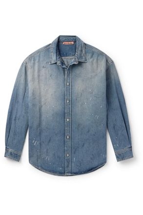 Acne Studios Paint-Splattered Organic Denim Shirt