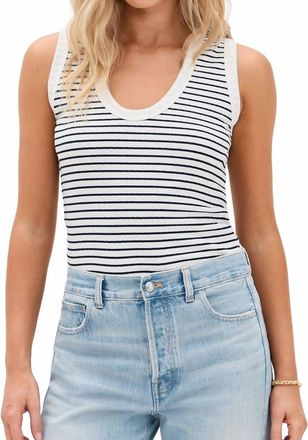 perfectwhitetee Jordan Stripe Tank Top In Navy Stripe