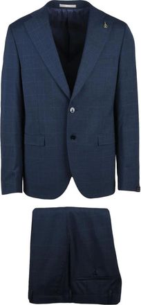 Paoloni Kostuums, Heren, Blauw, XL, Wol, Fitted Jacket