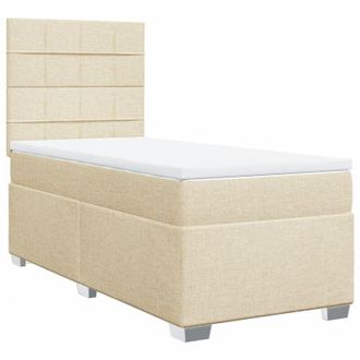 vidaXL Cama Box Spring Con Colch&oacute;n Tela Color Crema 100x200 Cm Vidaxl