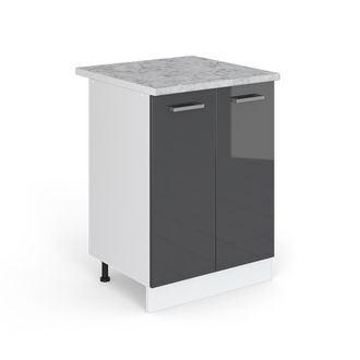 Vicco Mueble Bajo Universal R-line, Antracita Alto Brillo, 60 Cm Con Puertas, Con Encimera Vicco