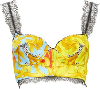 Versace Barocco Acanthus Pop Lace Bustier Top