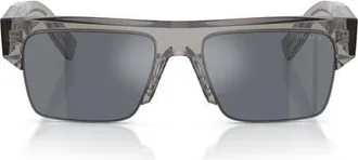 Prada 55mm Rectangular Sunglasses in Transparent/blue/silver at Nordstrom