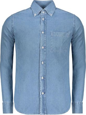 Moorer Denim Shirt Afgeronde Zoom 100% Katoen - Heren - Spijkeroverhemden - Blauw - M - Katoen - Overhemden