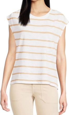 Sanctuary Pleated Muscle Tee Top In Sandstone Stripe