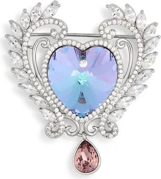 Eye Candy Los Angeles Audrey Cubic Zirconia Laurel Heart Brooch in Silver at Nordstrom Rack