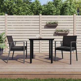 vidaXL Juego Comedor Jard&iacute;n 3 Piezas Y Cojines Rat&aacute;n Sint&eacute;tico Y Acero Vidaxl