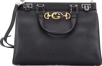 Gucci Zumi Top Handle Bag Leather Medium satchel - Zwart