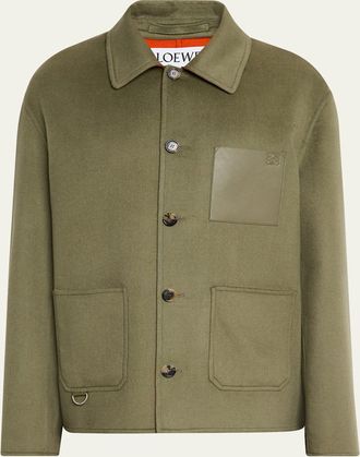 Loewe Mens Wool-Cashmere Shirt Jacket