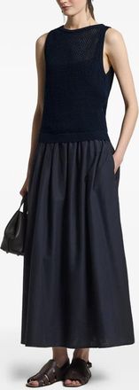 PESERICO Open-Knit Sleeveless Dress - Navy