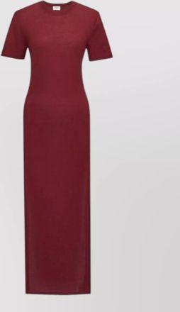 Saint Laurent long dress round neckline short sleeves slit